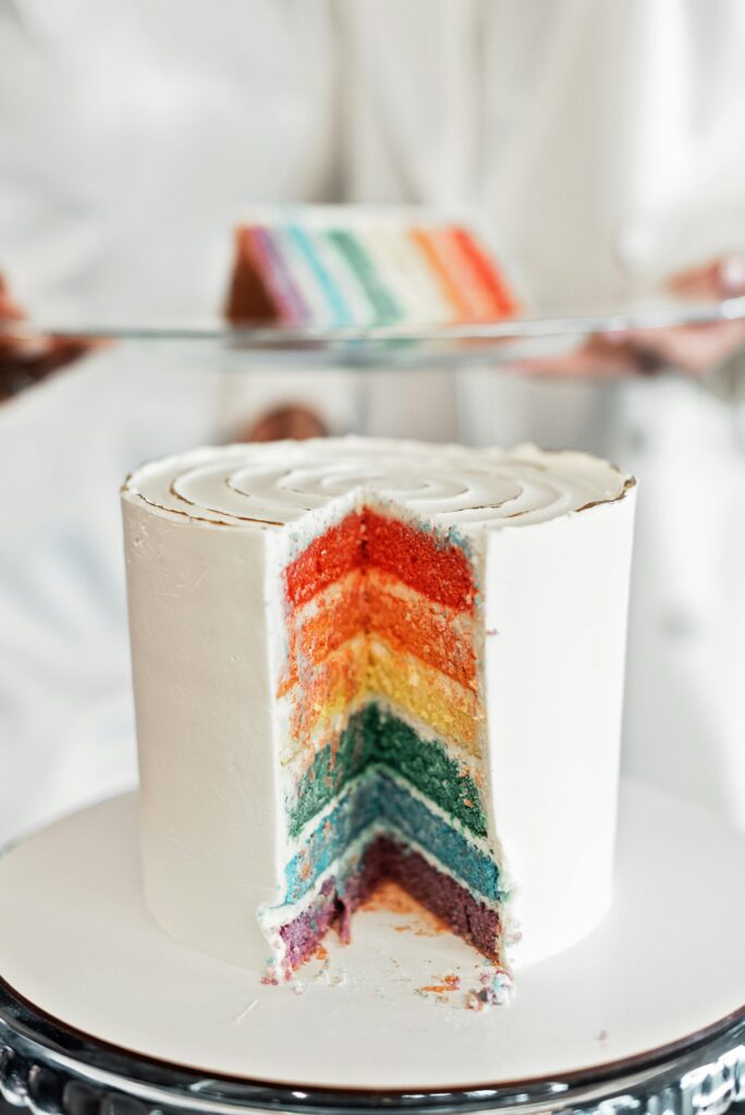 rainbow cake with different colour if layers.